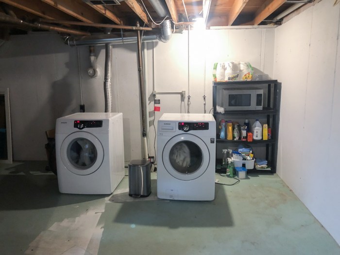 How to decorate an unfinished laundry room