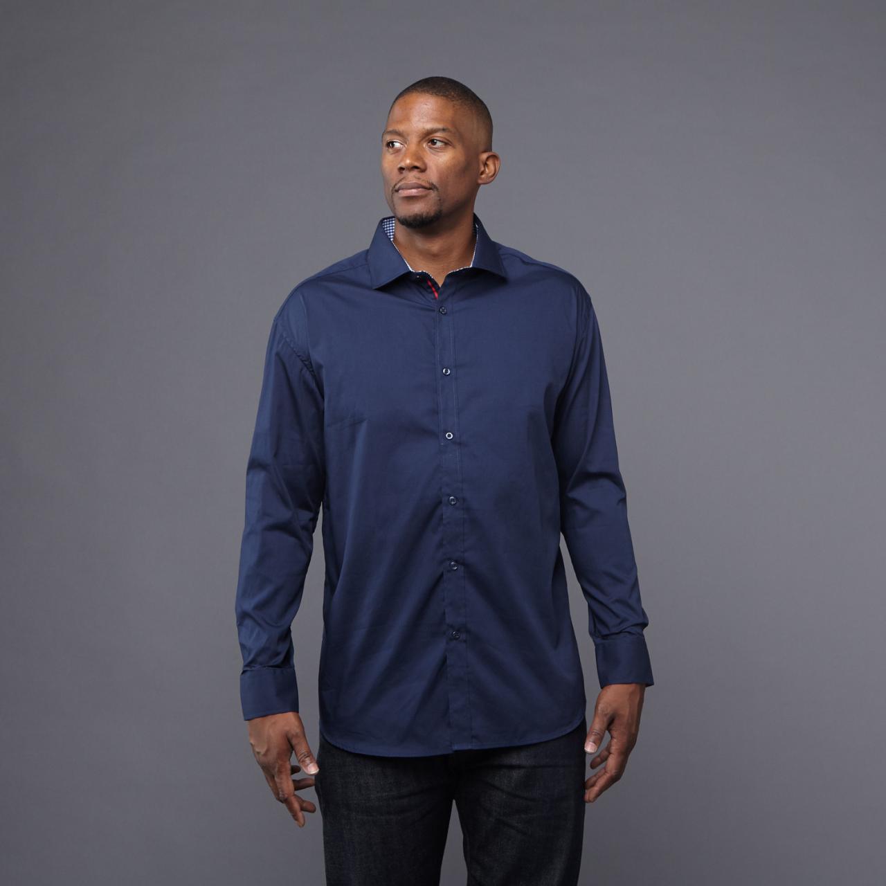 Navy blue dress shirt for men