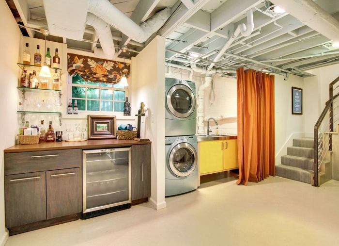 How to decorate an unfinished laundry room